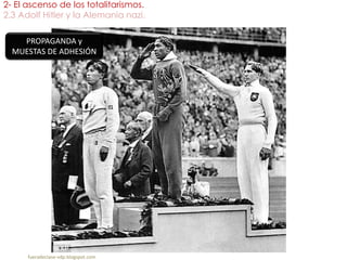 2- El ascenso de los totalitarismos.
2.3 Adolf Hitler y la Alemania nazi.
fueradeclase-vdp.blogspot.com
PROPAGANDA y
MUESTAS DE ADHESIÓN
 