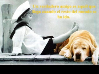 Un verdadero amigo es aquél que
llega cuando el resto del mundo se
ha ido.
 