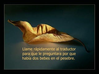 Llame rápidamente al traductor para que le preguntara por que había dos bebes en el pesebre.   