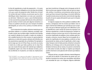 lo, lista de ingredientes y modo de preparación—. En varias                           que tiene transformar el leguaje oral en lenguaje escrito. Es
ocasiones habíamos trabajado ya con este tipo de actividad                            decir, tuvimos que regresar al video cada vez que era reque-
en la que a partir de preguntas sobre “dónde dice el título”    ,                     rido, verificar si escribimos correctamente, tachar, borrar las
“el nombre del autor” etcétera, se promueve que los niños
                        ,                                                             veces que fuera necesario hasta llegar a la versión definitiva.
identifiquen datos importantes o en este caso característi-                           Cuando la receta estuvo escrita tal y como la tía de Jorge dijo,
cas del texto.2 Además de ir poco a poco familiarizándose                             le pedí a él que la copiara del pizarrón para que la incluyera
con las características propias del texto, los niños advirtieron                      en el recetario.
que las recetas no tienen autor pero algunos recetarios sí, e                               En algunos equipos los niños pudieron establecer dife-
incluso se pudieron percatar que unos incluyen el nombre                              rencias y semejanzas entre las recetas que habían visto en
del fotógrafo, así como en los cuentos, el nombre del ilus-                           algún material de la biblioteca; por ejemplo, las que se repe-
trador.                                                                               tían o las que se llamaran igual, pero eran diferentes. Es de-
      Con la intención de recopilar suficiente material que nos                       cir, identificaron cuatro recetas de “postre de manzana” con
permitiera elaborar un recetario, habíamos acordado traer                             distintos ingredientes o modos de preparación. También en

                                                                                                                                                         49
al salón recetas que escribiera algún miembro de la familia;                          variadas ocasiones tuvimos que recurrir al diccionario para
así, cuando la abuela, tía, tío, padre o madre nos enviaba la                         encontrar significados de palabras como: sorbete, paté, ten-
de su platillo favorito, los niños tuvieron la oportunidad de                         tempiés, croutones, mousse. Mayra fue la encargada de re-
platicarnos no sólo de los gustos culinarios de la familia, sino                      gistrar los significados de estas palabras; conforme se iban
de características especiales de sus familiares. Por ejemplo, la                      presentando las dudas, yo leía el significado y ella lo regis-
tía de Jorge que vive en El Paso Texas, nos envió una receta                          traba. Tampoco esto lo había previsto al diseñar la situación
a través de un video que todos pudimos ver en clase. Para                             didáctica, sin embargo, como se iba presentando con regu-
que esta receta formara parte del material que estábamos                              laridad en la lectura de las recetas, me pareció conveniente
recopilando, sugerí a los niños me dictaran el texto y yo lo                          no sólo aclarar la duda, sino dejar un registro que después
iba escribiendo en el pizarrón, con todas las implicaciones                           pudiera retomarse como glosario del recetario que elabora-
                                                                                      ríamos.
                                                                                            Después de leer y recopilar suficiente material llegamos
2
    Esta actividad es una sugerencia del módulo 3 “Aproximación de los                a la parte de la edición. Se discutieron las partes que con-
    niños al lenguaje escrito”, ¿Dónde dice? del Curso de formación y actualiza-
    ción profesional para el personal docente de educación preescolar, México, SEP,
                                                                                      tendría el recetario, las recetas que necesitaban reescribirse
    p. 212.                                                                           y la necesidad de usar o no imágenes. Algunos defendían
 