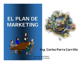 EL PLAN DE
MARKETING



                  Ing. Carlos Parra Carrillo

         PLAN DE MERCADEO
        Ing. Carlos Parra Carrillo
 