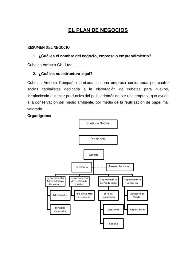 ejemplo plan de negocios