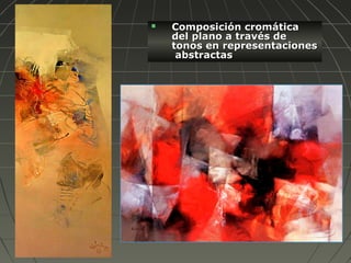  Composición cromáticaComposición cromática
del plano a través dedel plano a través de
tonos en representacionestonos en representaciones
abstractasabstractas
 