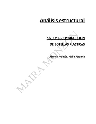 Análisis estructural

   SISTEMA DE PRODUCCION
    DE BOTELLAS PLASTICAS


    Alumna: Monzón, Maira Verónica
 