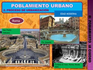 EL  POBLAMIENTO  LA CIUDAD Fontana di Trevi. Roma. Nicola Salvi Plz. España   Roma   San Pedro. Vaticano   EDAD MODERNA 