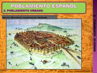EL   POBLAMIENTO   LA CIUDAD Barcino (Barcelona) reconstrucci ó n idealizada.  