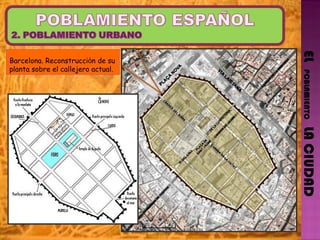 EL  POBLAMIENTO   LA CIUDAD Barcelona. Reconstrucci ó n de su planta sobre el callejero actual. 