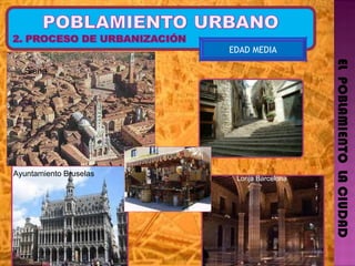 EL  POBLAMIENTO  LA CIUDAD EDAD MEDIA Lonja Barcelona Ayuntamiento Bruselas Siena  