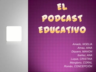 Amado, NOELIA
         Arnau, AINA
    Diquero, MANON
         Ibañez, ANA
    Luque, CRISTINA
   Manglano, CORAL
Román, CONCEPCIÓN
 