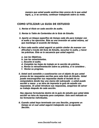 El Poder De La Autodisciplina Guia De Estudio | PDF