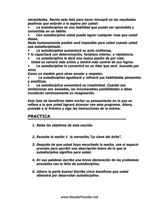 El Poder De La Autodisciplina Guia De Estudio | PDF