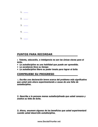 El Poder De La Autodisciplina Guia De Estudio | PDF