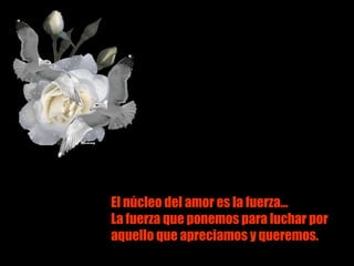 El núcleo del amor es la fuerza… La fuerza que ponemos para luchar por aquello que apreciamos y queremos. 