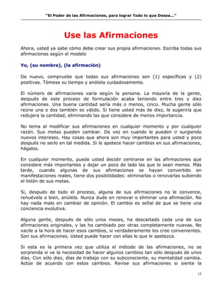 El poder de las afirmaciones para lograr todo lo que deseas | PDF
