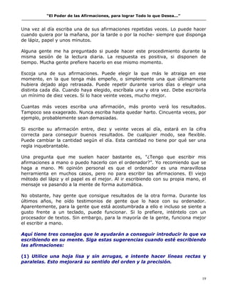 El poder de las afirmaciones para lograr todo lo que deseas | PDF