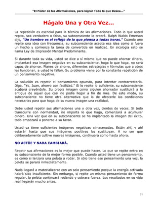 El poder de las afirmaciones para lograr todo lo que deseas | PDF