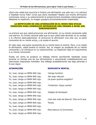 El poder de las afirmaciones para lograr todo lo que deseas | PDF