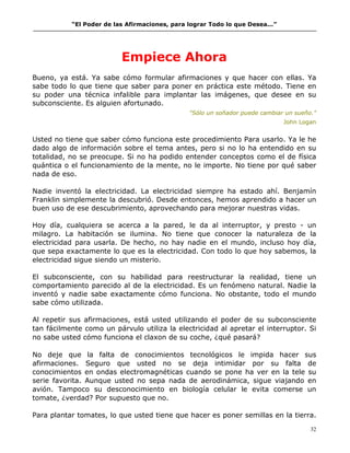 El poder de las afirmaciones para lograr todo lo que deseas | PDF