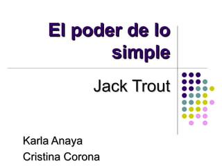 El poder de lo
           simple
             Jack Trout


Karla Anaya
Cristina Corona
 