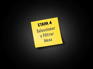 ETA PA 4
   le c c i on ar
Se
  y Fi   l t ra r
      Ide a s
 