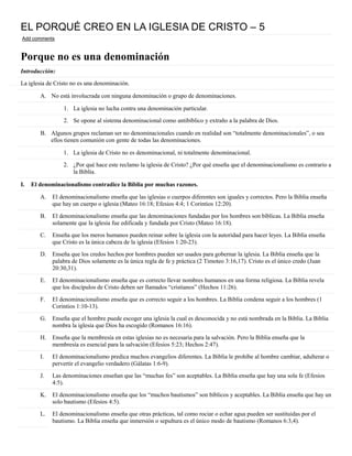 El porqué creo en la iglesia de cristo | PDF