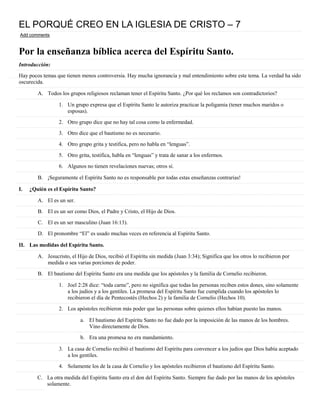 El porqué creo en la iglesia de cristo | PDF