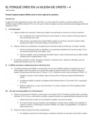 El porqué creo en la iglesia de cristo | PDF