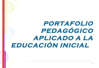 PORTAFOLIO
PEDAGÓGICO
APLICADO A LA
EDUCACIÓN INICIAL
1

 