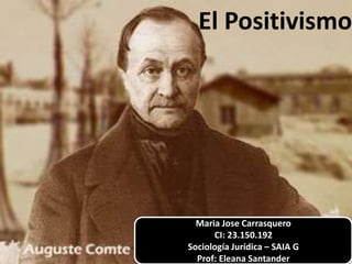 Maria Jose Carrasquero
CI: 23.150.192
Sociología Jurídica – SAIA G
Prof: Eleana Santander
El Positivismo
 
