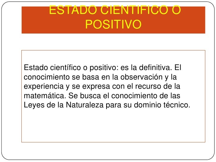 El positivismo de comte El positivismo de comte