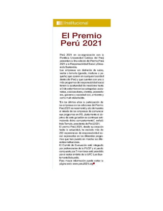 El Premio Perú 2021