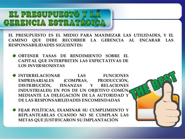 El presupuesto y la gerencia estratégica.