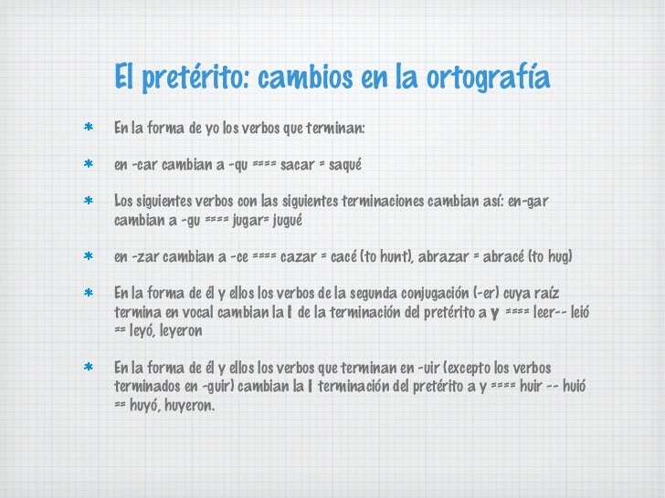 El preterito indefinido
