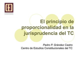 El principio de
proporcionalidad en la
 jurisprudencia del TC

                 Pedro P. Grández Castro
Centro de Estudios Constitucionales del TC
 
