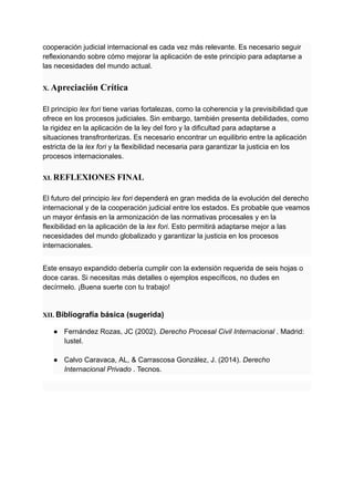 ensayo detallado de la lex fori en el mundo del derecho internacional | PDF