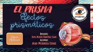 EL PRISMA
Efectos
prismáticos
Docente:
Rita María Ramírez Cajo
Alumno:
Joao Mendoza Cubas
Óptica
Oftálmica
 