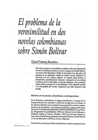 El problema de la verosimilitud en dos novelas colombianas sobre Simón Bolivar