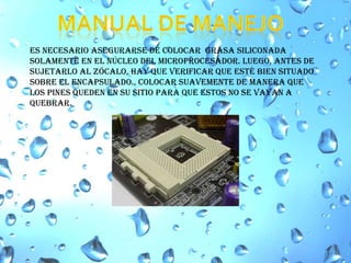SoluciontecnicaPrimero debemos corroborar si esta situación es la que está generando el problema. El SETUP de muchas motherboard posee una página donde se informa la velocidad de rotación del ventilador y la temperatura procesador  Si la velocidad de rotación es inferior a las 300 RPM y la temperatura supera los 60 Grados centígrados, entonces pasamos a repararlo. Primero quitamos el ventilador (Por lo general, sostenida al disipador con cuatro tornillos); observaremos el eje de rotación en su parte inferior, oculto bajo un tapón de goma. Una vez al descubierto, aplicamos una gota de aceite de máquina y giramos manualmente las paletas de manera que éste se impregne a lo largo de todo el eje. Luego retiramos el disipador y aplicamos una pizca de grasa siliconada en la cara que hace contacto con el micro (la cual ayuda a transmitir el calor entre ambos), en caso de que no haya más o esté reseca. Armamos todo y efectuamos otra medición de la temperatura y la rotación. 