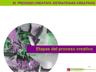 12
El PROCESO CREATIVO- ESTRATEGIAS CREATIVAS
Etapas del proceso creativo
 