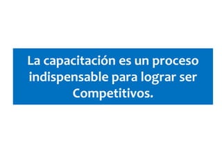 La capacitación es un proceso
indispensable para lograr ser
Competitivos.