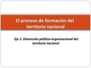 Eje 1: Dimensión político-organizacional del
territorio nacional
 
El proceso de formación del
territorio nacional
 