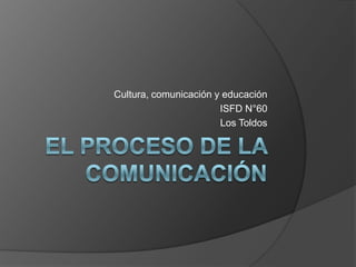 Cultura, comunicación y educación
                       ISFD N°60
                       Los Toldos
 