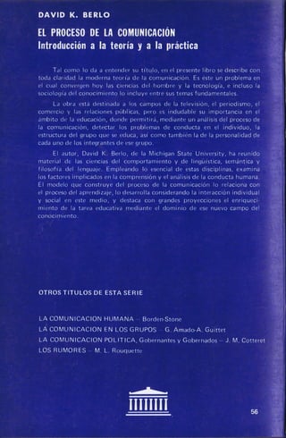 El proceso de la comunicación de David K. Berlo