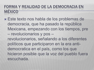 El Proceso De La Democracia En  Mexico