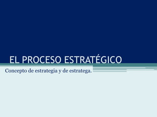 EL PROCESO ESTRATÉGICO Concepto de estrategia y de estratega. 