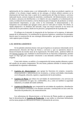 El proceso logístico y la gestión de la cadena de abastecimiento | PDF