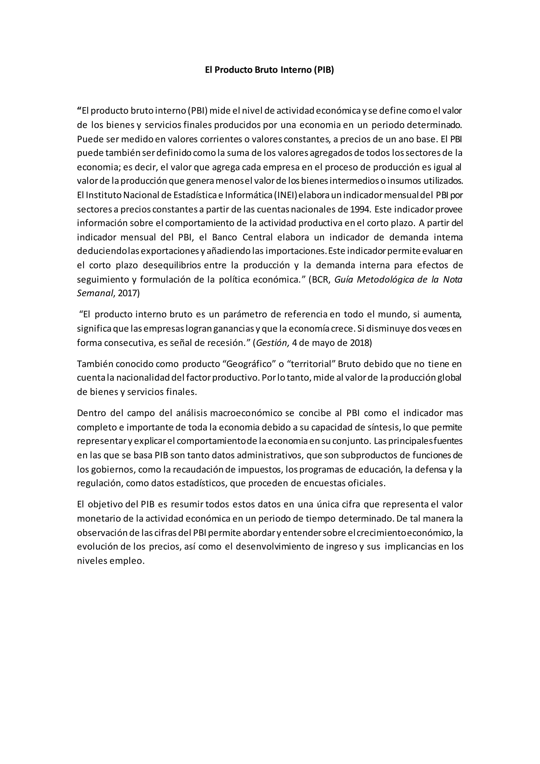 El producto bruto interno(PIB) | DOCX