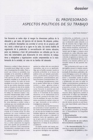 El profesorado: Aspectos políticos de su trabajo. Jurjo Torres Santomé (1997)