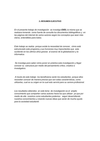 El programa de  excel