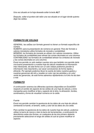 El programa de  excel